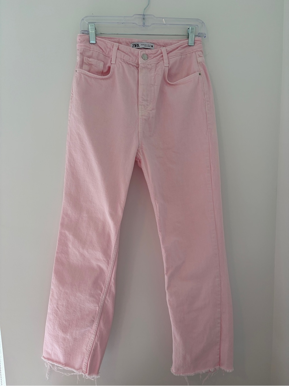 Zara Pink Straight-Leg High-Rise Jeans